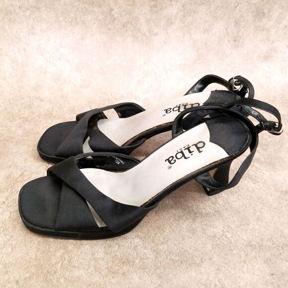 Diba East Womens Size 7.5 Black Fabric Ankle Strap Open Toe 3" Heels Sandals - Picture 5 of 11